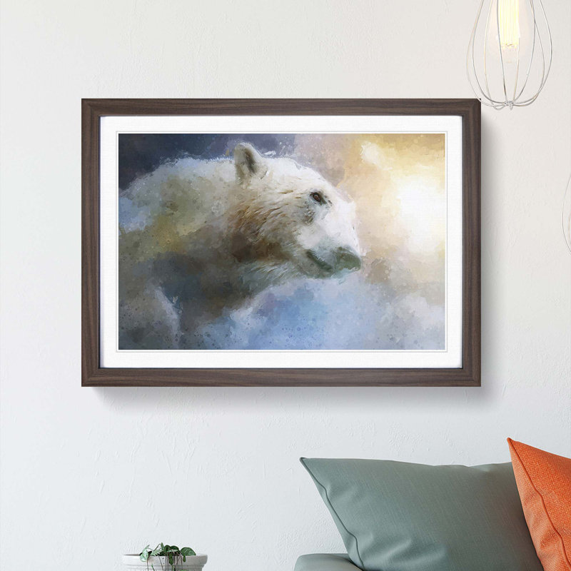 Mystical Polar Bear in Abstract - Framed Print, Walnut Framed, 62cm H x 87cm W x 2cm D