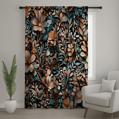 Floral Botanical Illustration Window Curtains, Floral Sheer & Blockout Curtains - 1 Panel