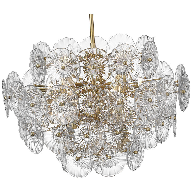 Julie Neill Gianna 24" Chandelie, Clear, Burnished Silver Leaf