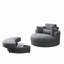 Grand fauteuil rond pivotant avec accoudoirs et tabouret club avec repose-pieds en tissu de lin avec coussins-1750421461-1750421457