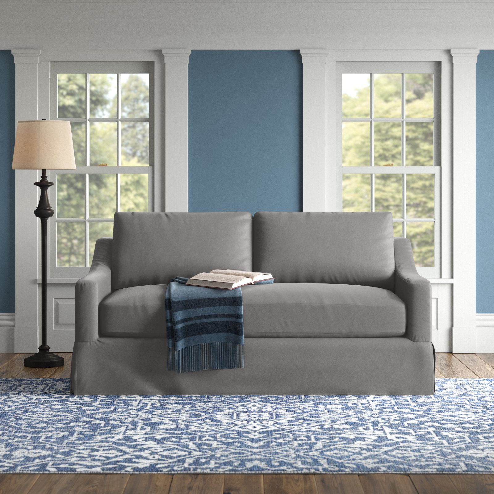 Cranbrook 78'' Upholstered Sofa, Bayou Light Gray Canvas