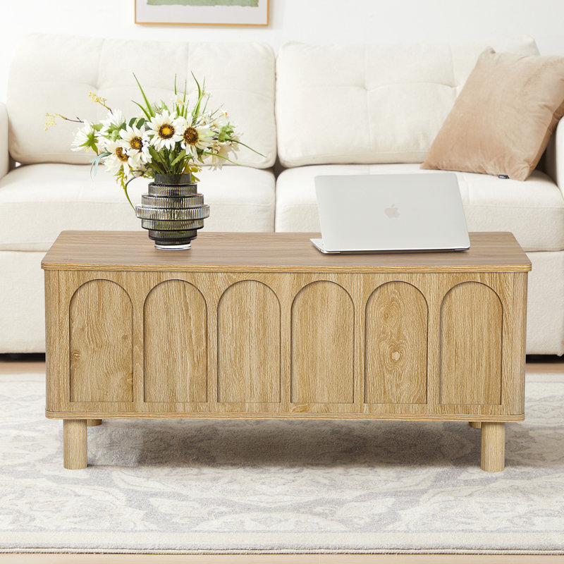 39.37"W Lift Top Coffee Table With Storage, Walnut