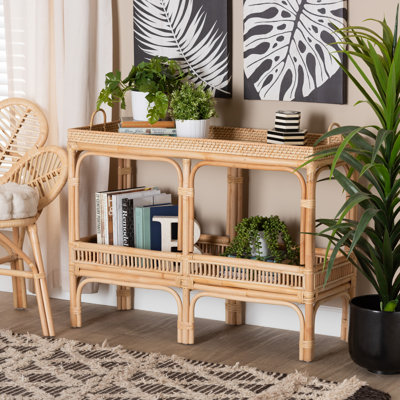 Bartolome Lombok Modern Bohemian Rattan Console Table