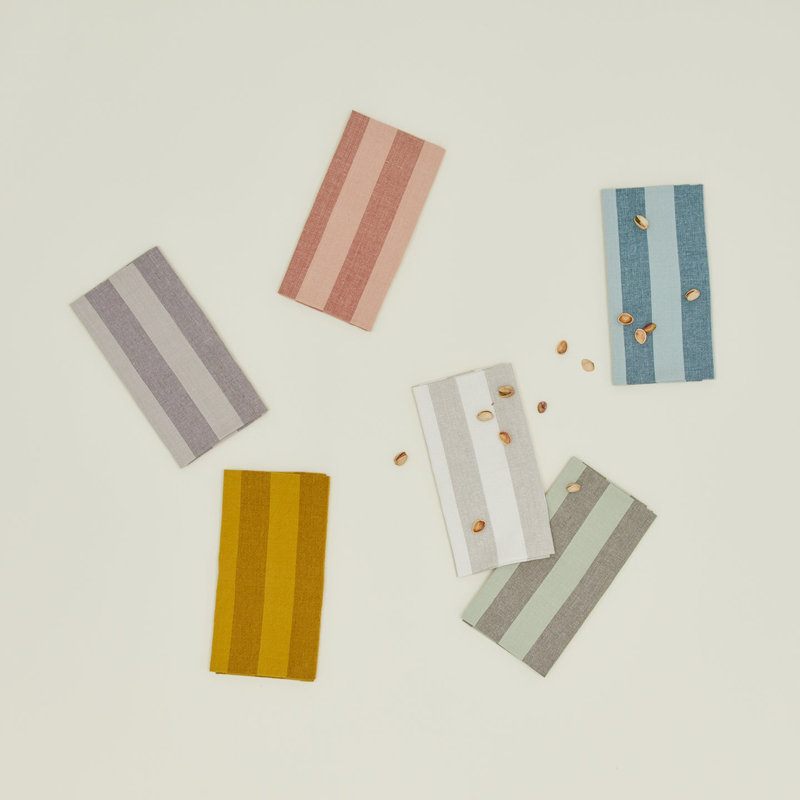 Essential Striped Dinner Napkin - Set Of 4, Sage/Olive