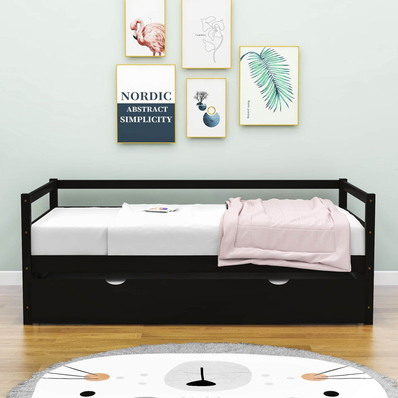 Edricka Twin Size Wooden Daybed with Trundle, Espresso