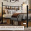 Structure de lit avec tête et pied de lit, aucun sommier requis, assemblage facile, sans bruit-400037314-400037324