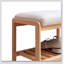 Banc à chaussures en bois massif naturel avec coussin éponge à rebond élevé, idéal pour le rangement dans l'entrée et les sièges confortables.-941655386