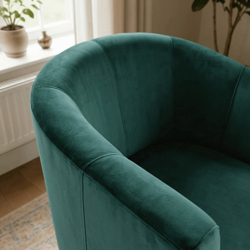 Velvet Upholstered 67m Occasional Accent Chair, Dark Green