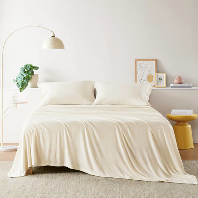 Drap-housse en tricot de coton TG toutes saisons 3 pièces - doux sommeil, absorbe la chaleur en été, garde l'hiver au chaud, convient pour un matelas de 16 po, contient 1 plat et une taie d'oreiller, lavable à la machine