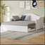 Lit de jour simple en bois extensible avec tiroirs de rangement et lit gigogne escamotable, idéal pour les invités et les salons, blanc-717977330