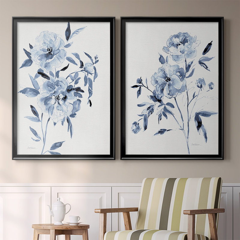 Inky Chickory Botanical I, toile encadrée de qualité supérieure - prête à être accrochée, H 30,5 po x l 45 po x P 1,25 po