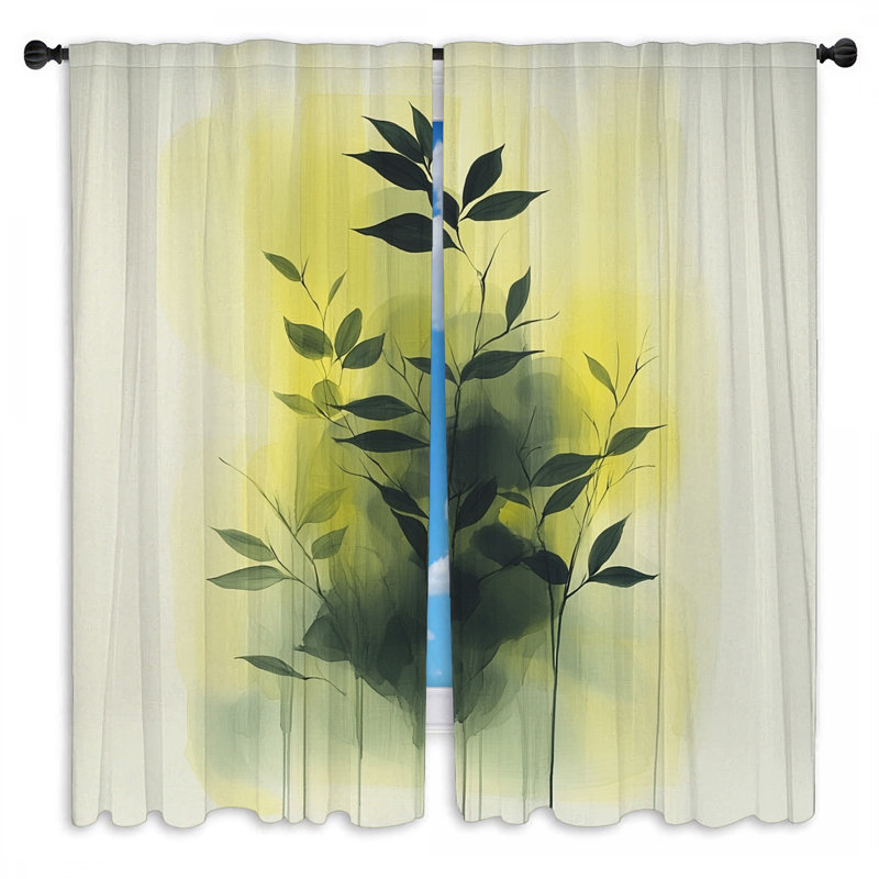 2 panneaux de rideaux de fenêtre Leafy Illusion, L 20 po x L 52 po