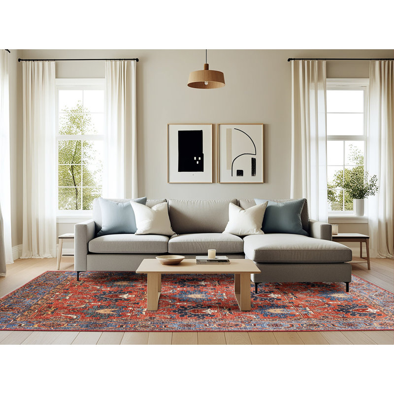 Tapis marocain tissé à la machine, Rectangle 6 pi x 9 pi