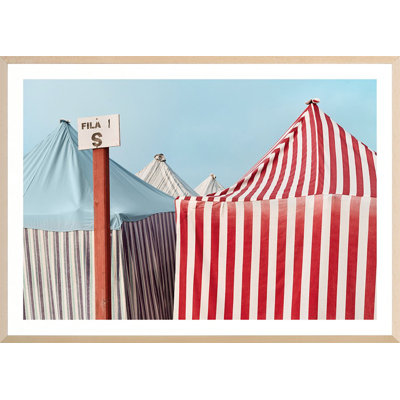 Nazare Beach Tents Print by Mimi Payne