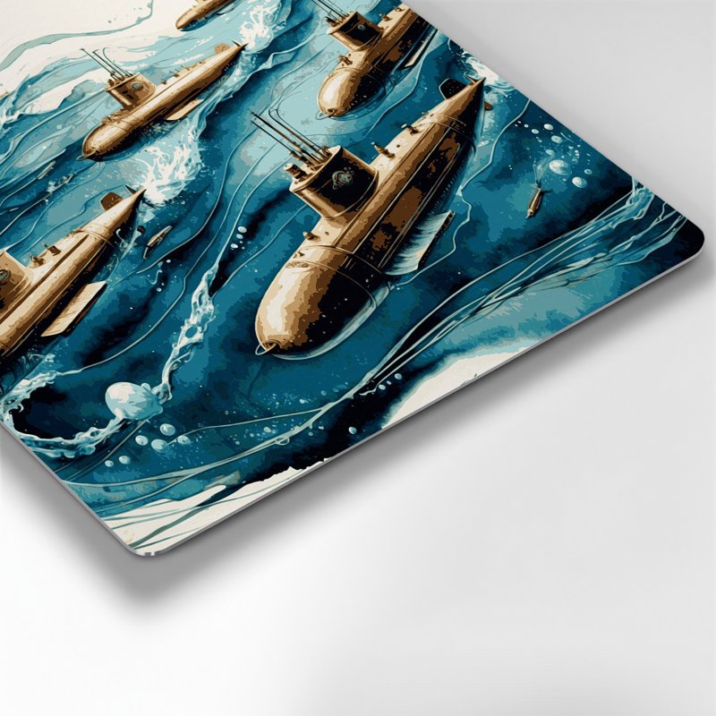 Art mural nautique sous-marin gris, H 8 po x l 8 po