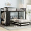 Lit superposé double au-dessus d'un lit double en métal de couleur noire avec garde-robe intégrée, lit gigogne, table pliante, système d'utilisation efficace de l'espace, procédé de revêtement antirouille, bureau pliable à installation rapide,-1977352189