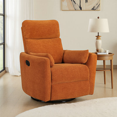  Cossey 35" Modern & Contemporary Textured Microfiber Swivel Glider Reclining Chair with 360-Degree Swivel, Gentle Gliding Motion