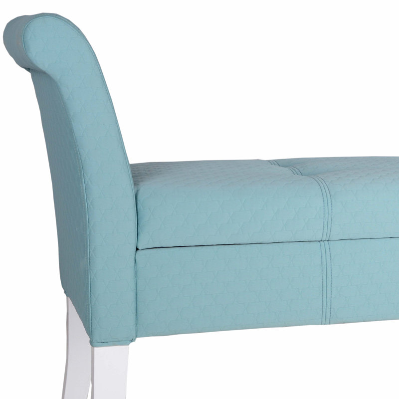 Banc de rangement rembourré Ardelia, Bleu