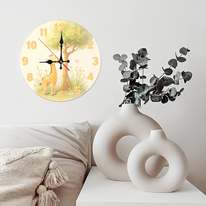 Mignonne horloge girafe safari