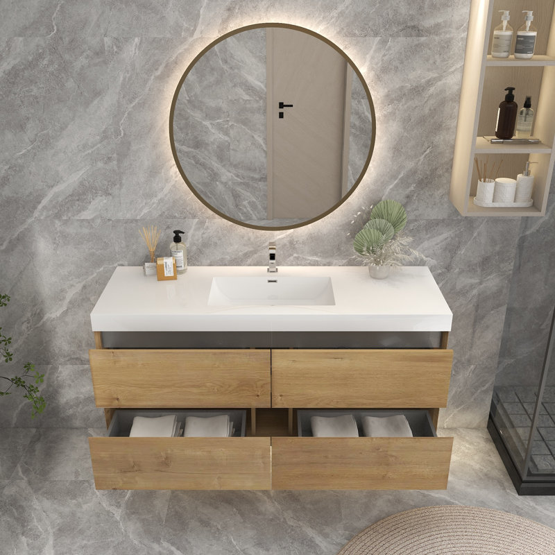 Ensemble de meuble-lavabo simple 59 po, Chêne