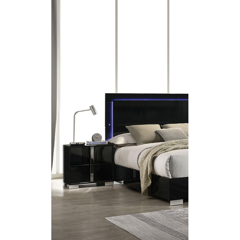 Finition UV de couleur noire avec table de chevet 1pc, Noir