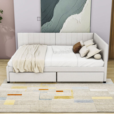 Full Upholstered Sofa Daybed with Drawers