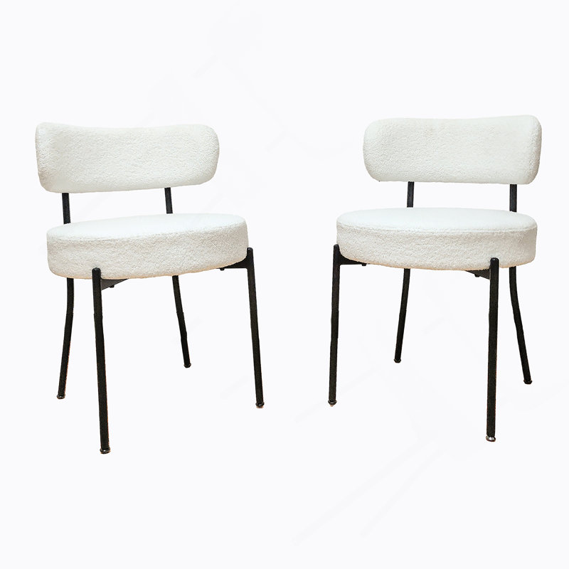Ensemble de 2 chaises blanches, chaises de salle à manger de style moderne Mid-Century