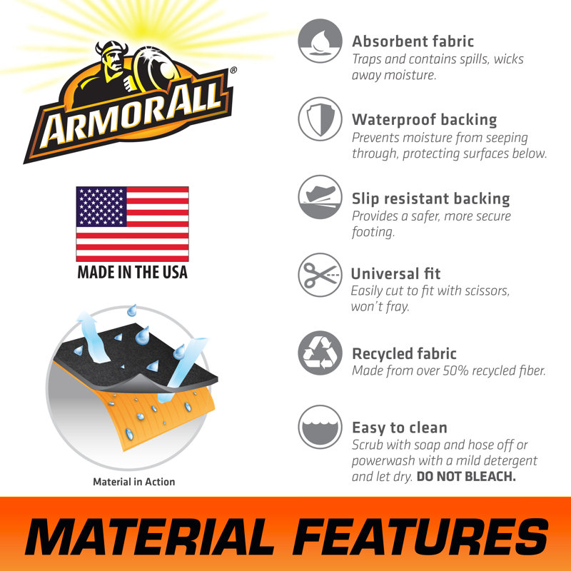 Charcoal Small Vehicle Garage Floor Mat with Double Sided Tape