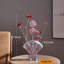 Lampe de table en aluminium avec 4 roses rouges et 6 pétales floraux et 2 fleurs rouges et argentées