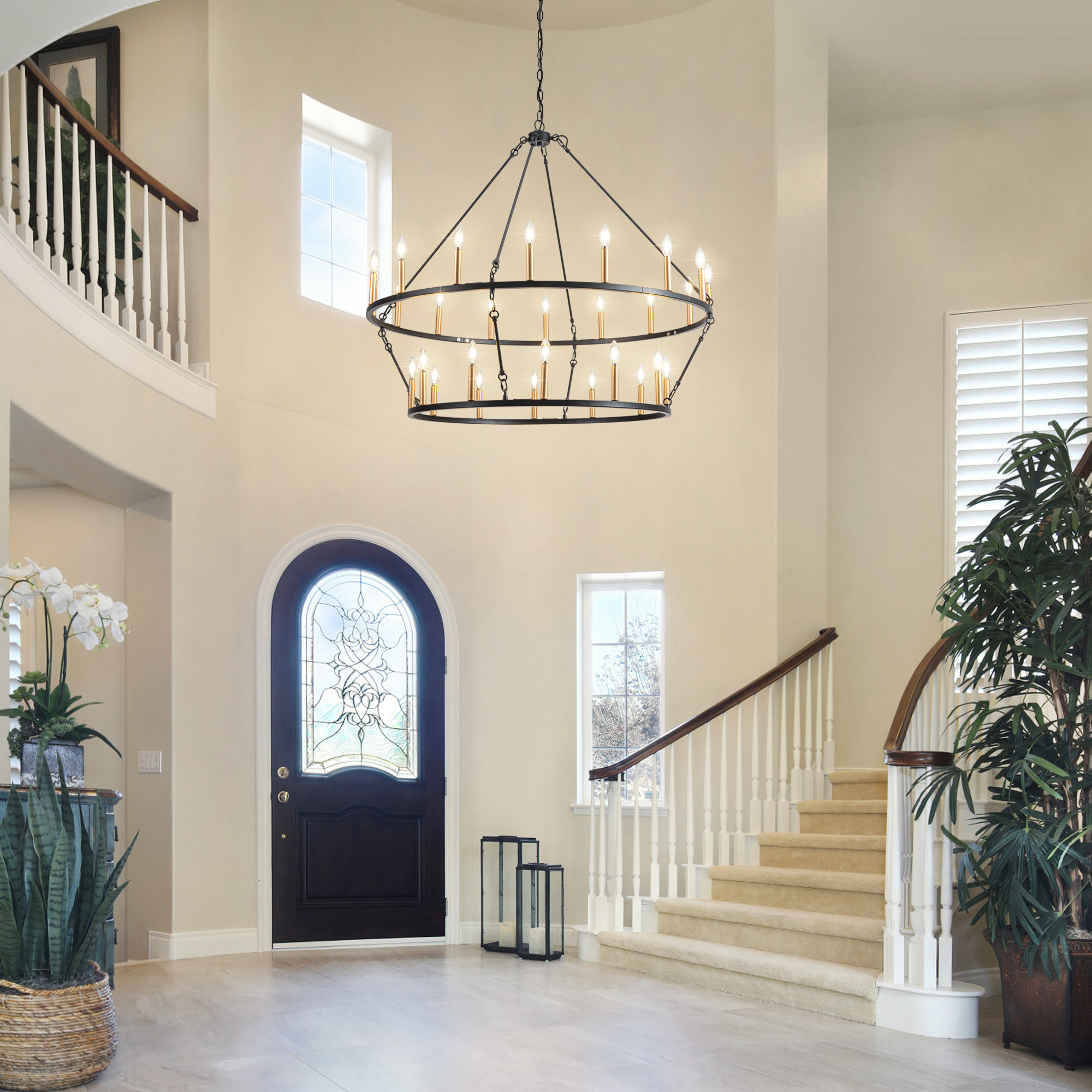 Mercer41 Arfan 27 - Light Dimmable Tiered Chandelier Wagon Wheel ...