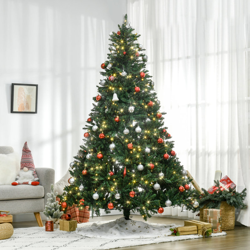 Arbre de Noël 7 pi, 700 blanc chaud, 2154 pointes, sapin double, base en métal pour stabilité et équilibre