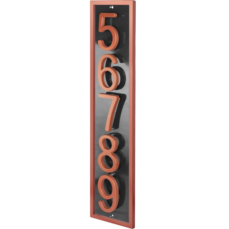 Plaque d'adresse flottante en aluminium Royal Shade, Noir, Cuivre, Oui