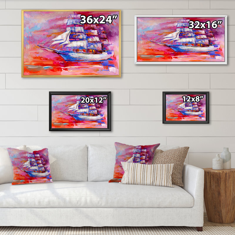 Voile de guerre mauve - reproduction de cadre photo sur toile, H 8 po x l 12 po x P 1 po, Cadre flottant blanc