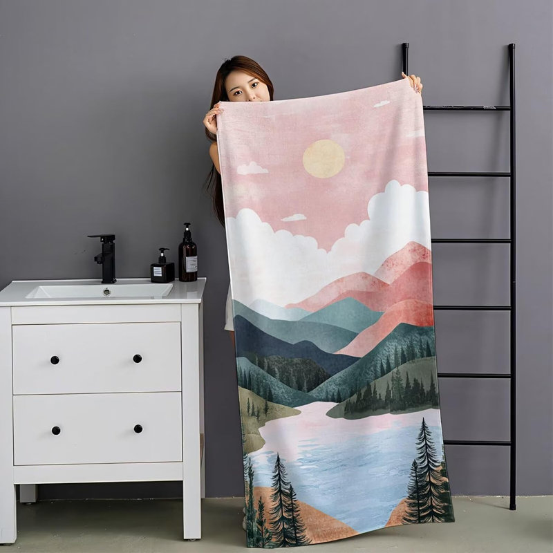 Très grande serviette de plage sans sable - serviettes de plage en microfibre à séchage rapide 32x63in pour adultes, serviette de voyage légère et compacte, serviette absorbante pour les vacances, la natation, la salle de sport