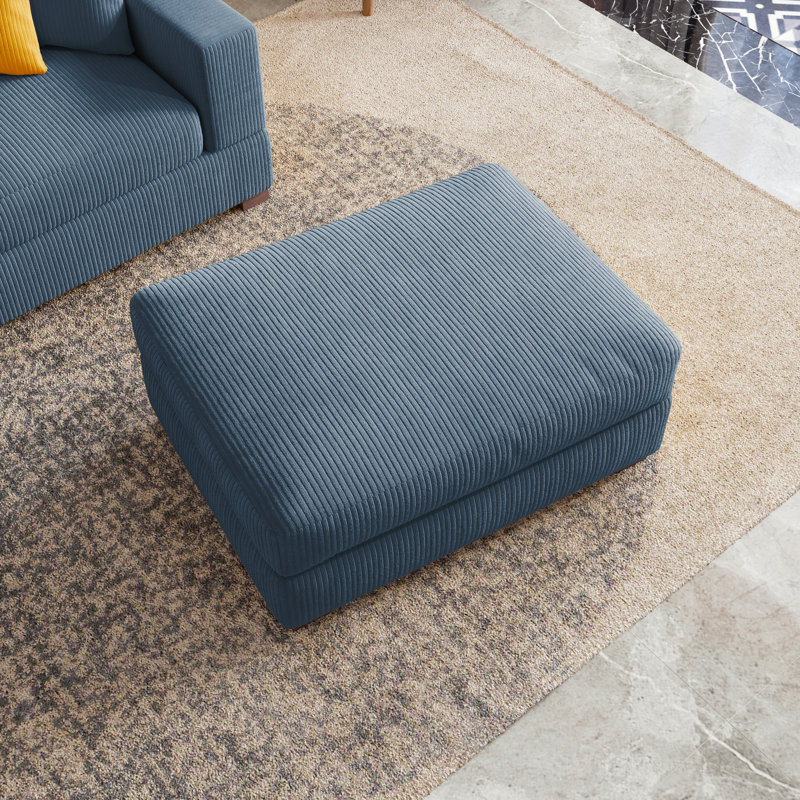 105.9cm Wide Square Solid Colour Standard Ottoman, Navy