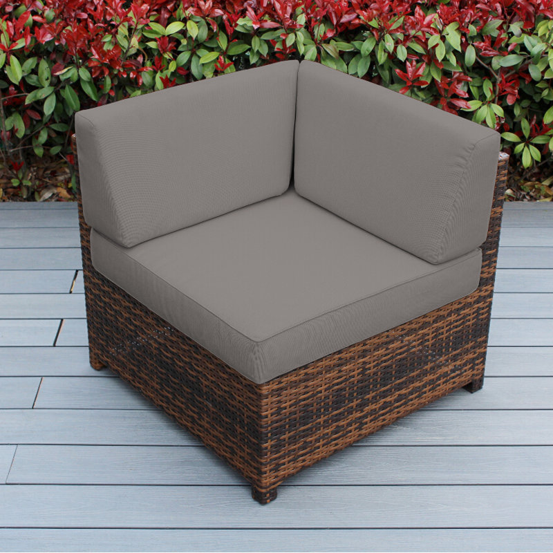 Chaise de patio avec coussins Billyjo, Toile Sunbrella® taupe, Mélange de bruns