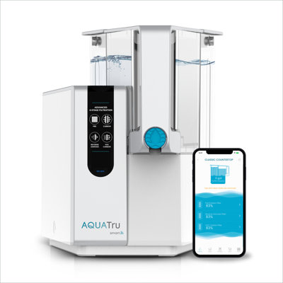 Purification de filtration d'eau de comptoir AquaTru Classic Smart pour osmose inverse PFAS avec application et WiFi