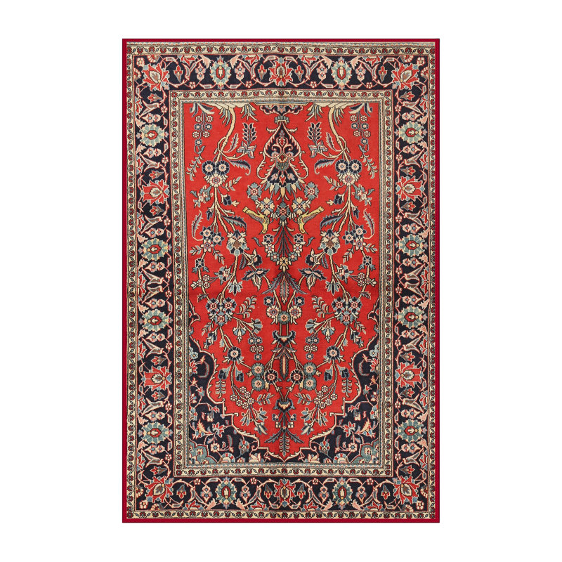 Tapis de style oriental rouge, Rectangle 2 pi x 3 pi