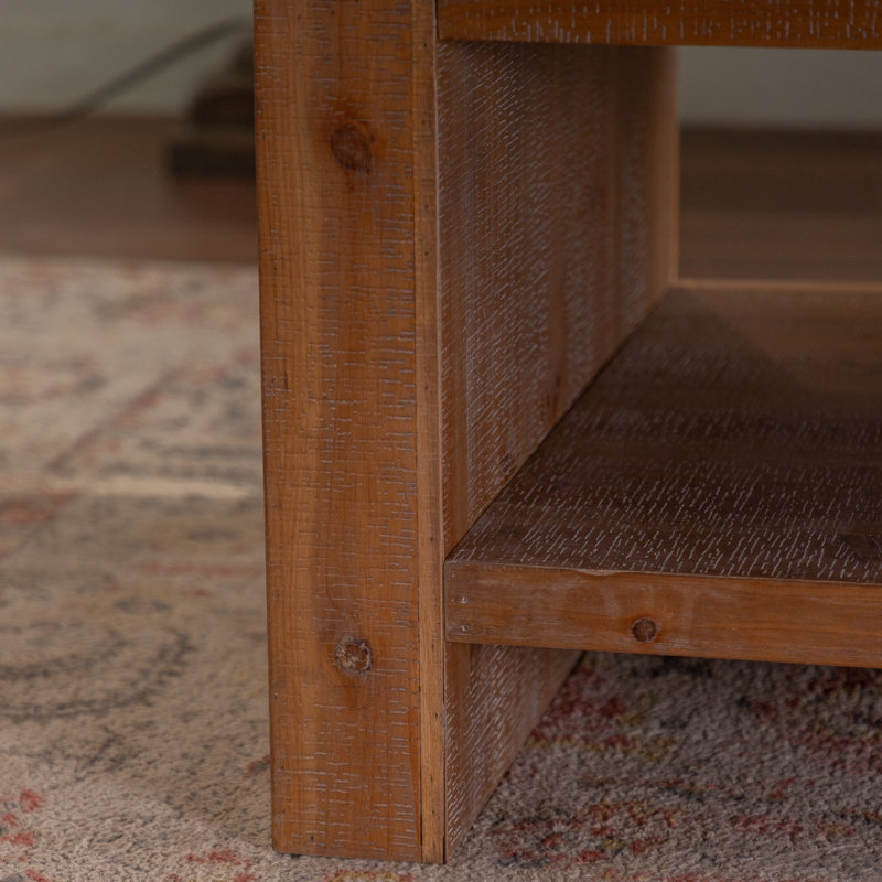 47.24" Rustic 2-Tier Rectangle Coffee Table