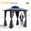 Pavillon de jardin 8X8FT, pour l'extérieur avec toit en polycarbonate et crochets de rangement-123219031