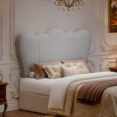 Fabric Upholstered Headboard Adjustable Height Modern Crown Bed Headboard For 8-14 Inch Mattress