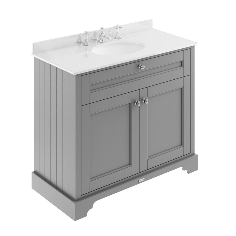Old London 1000mm Free-standing Single Vanity Unit, Storm Grey