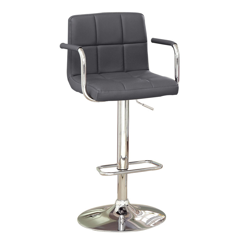 Aarvin Swivel Upholstered Adjustable Height Counter Stool with Metal Frame, Gray