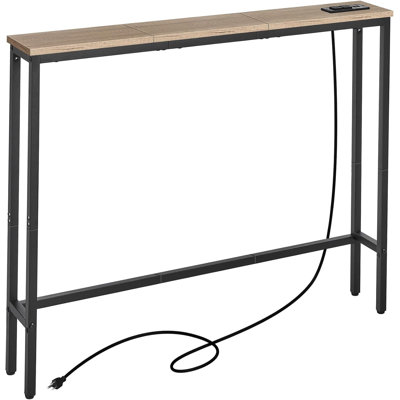 Table console étroite avec prises de courant intégrées et ports USB, table basse avec station de charge et rallonge pour le salon