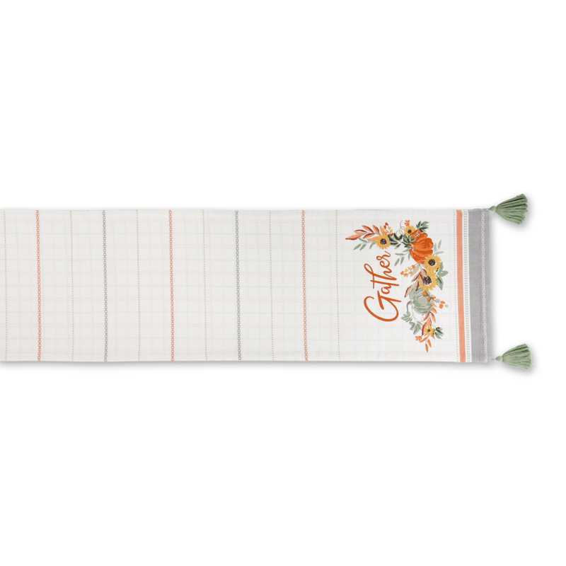 GATHER FALL SQUASH REVERSIBLE TABLE RUNNER 14X72