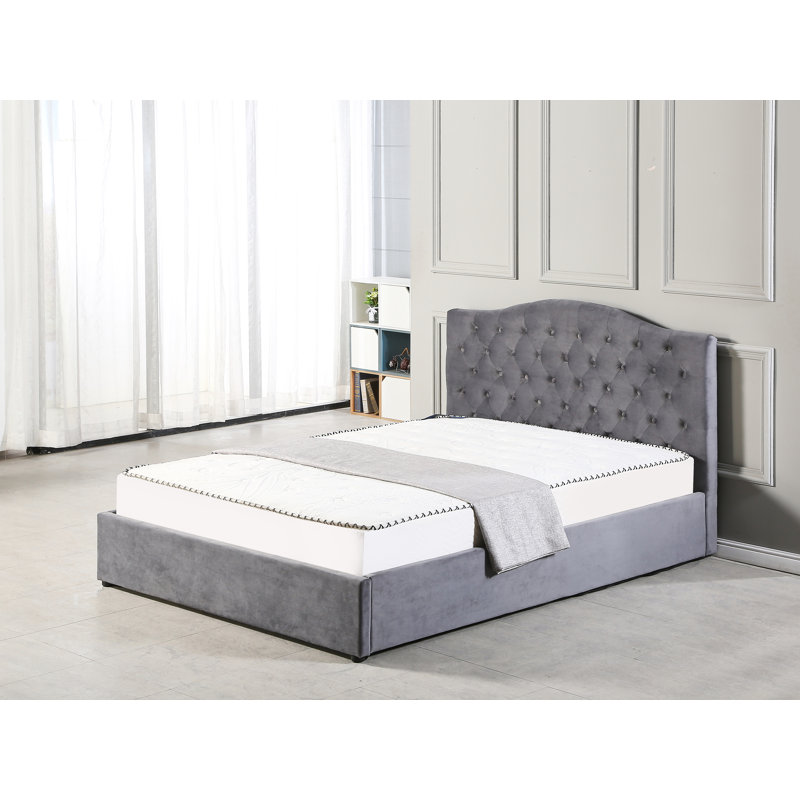 Lacey Upholstered Velvet Lift Up Storage Bed with Mattress, Kingsize (5')