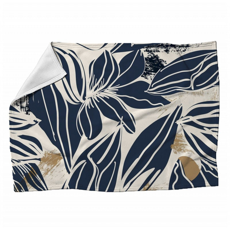 Trendy Floral Plush Throw Blanket, Throw