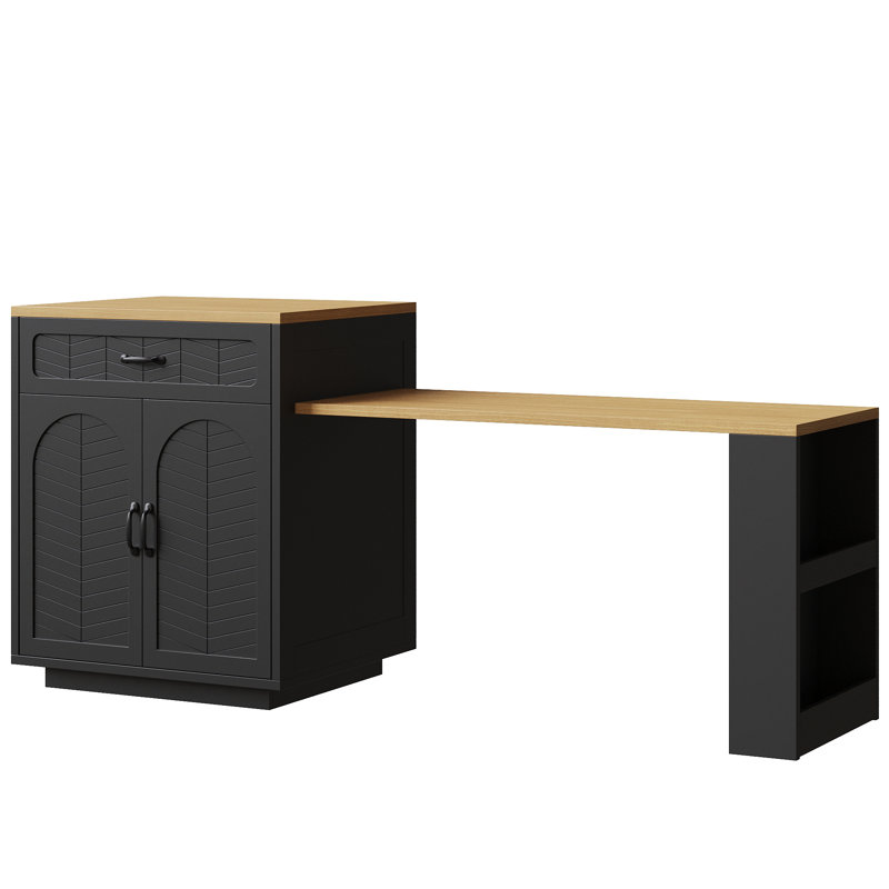 Wood Kitchen Island, Black