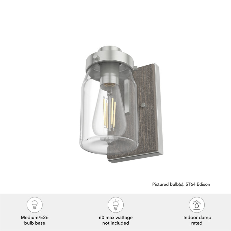 Devon Park Aluminum Metal Armed Wall Sconce, Brushed Nickel
