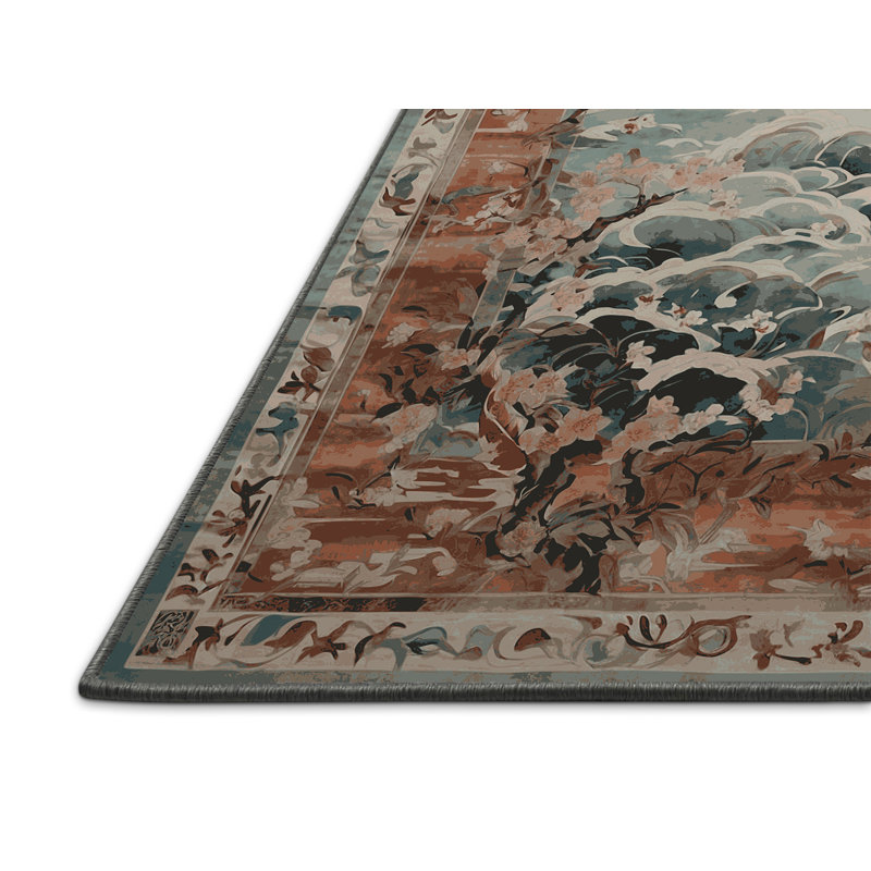 Tapis gris soyeux et moelleux, Rond 4 pi